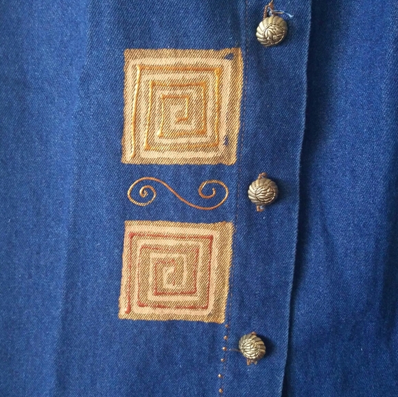 Vintage Front Button Full Length Denim Maxi Skirt - Picture 7 of 15